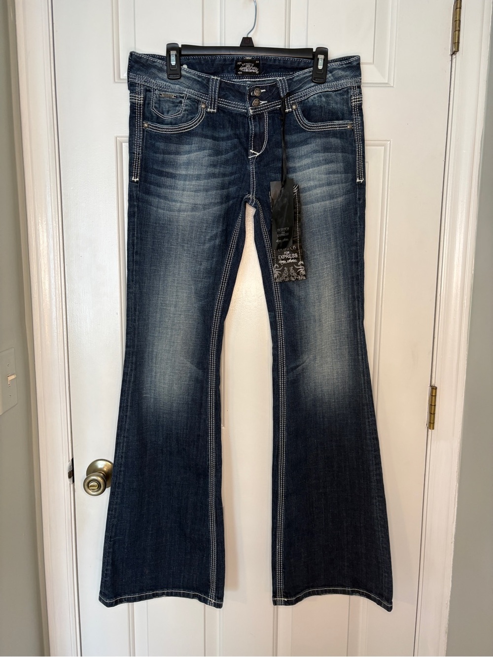Rerock for Express Women's Low-Rise Dark Blue Flared Jeans NWT size 10